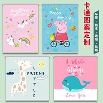 Childrens room bedroom blackout hand-drawn curtain balcony cartoon roller shutter curtain bathroom free punching waterproof insulation lifting