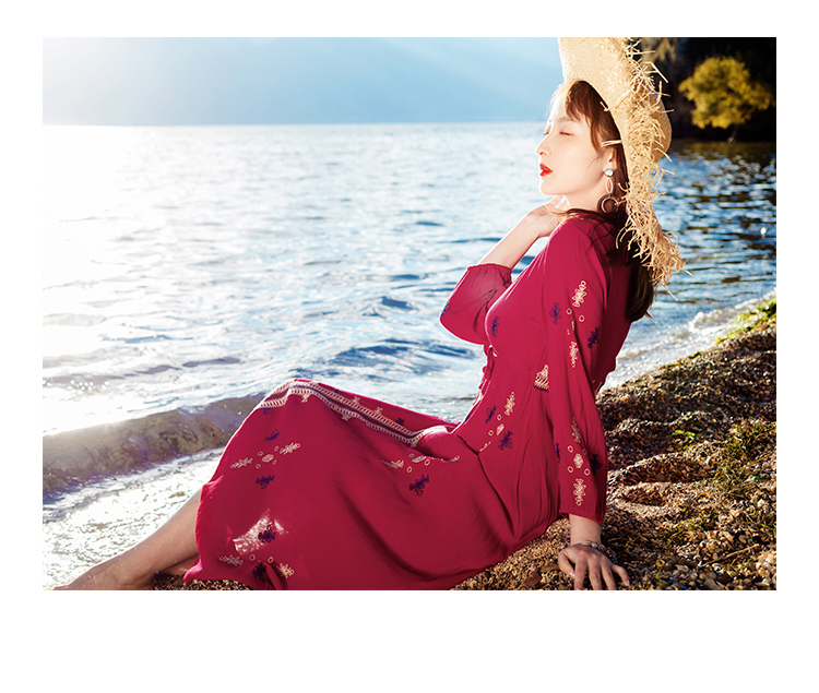 Váy đi biển nữ dài tay Thái Lan thương hiệu Bali Sanya cotton lụa bên bờ biển ngày lễ - Sản phẩm HOT đầm voan hoa nhí