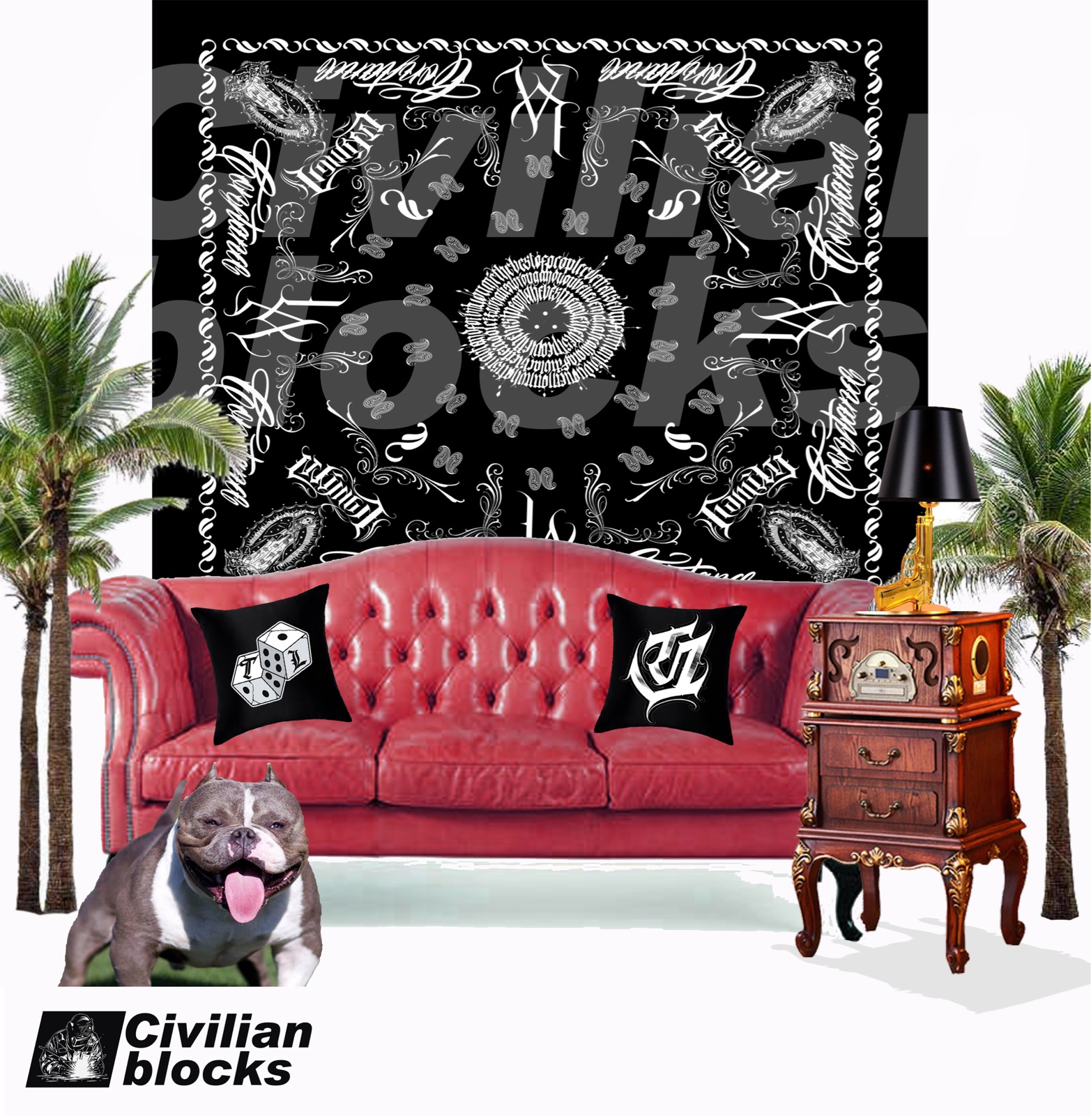 Cashew Flowers Chicano and West Coast Flower Body Words Character l Gang Hard nuclear hip-hop rap hiphop background cloth