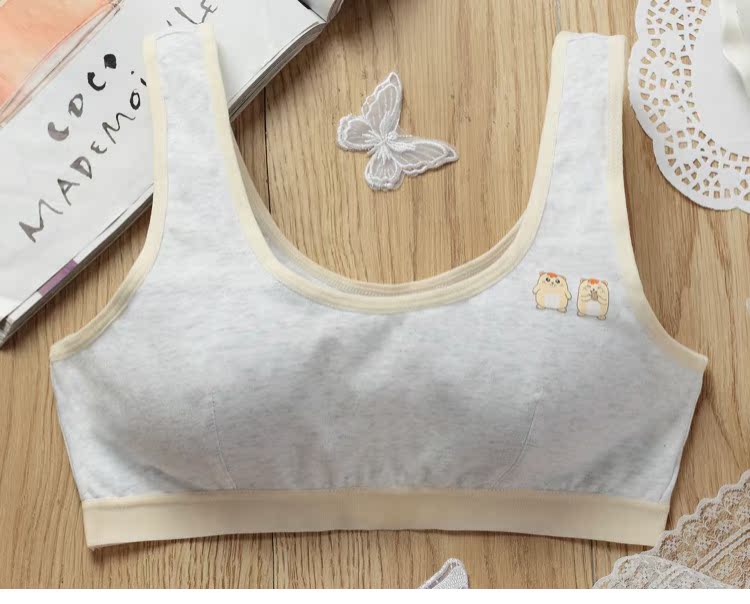 Mùa hè nhỏ kiểu vest mùa hè trung học cơ sở mỏng cô gái áo ngực phát triển thời kỳ bông xốp mat không có vòng thép đồ lót học sinh áo lót đẹp