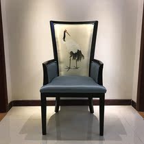 New Chinese Hotel Dining Chair Clubhouse Hotel Bag Banquet Restaurant Solid Wood Cloth Art Fairy Crane With Armrests Chair