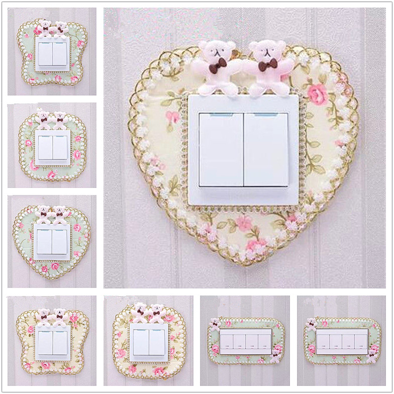 Fabric 86 switch stickers double switch protective cover creative living room bedroom lamp socket decoration closed fire stickers Simple and modern