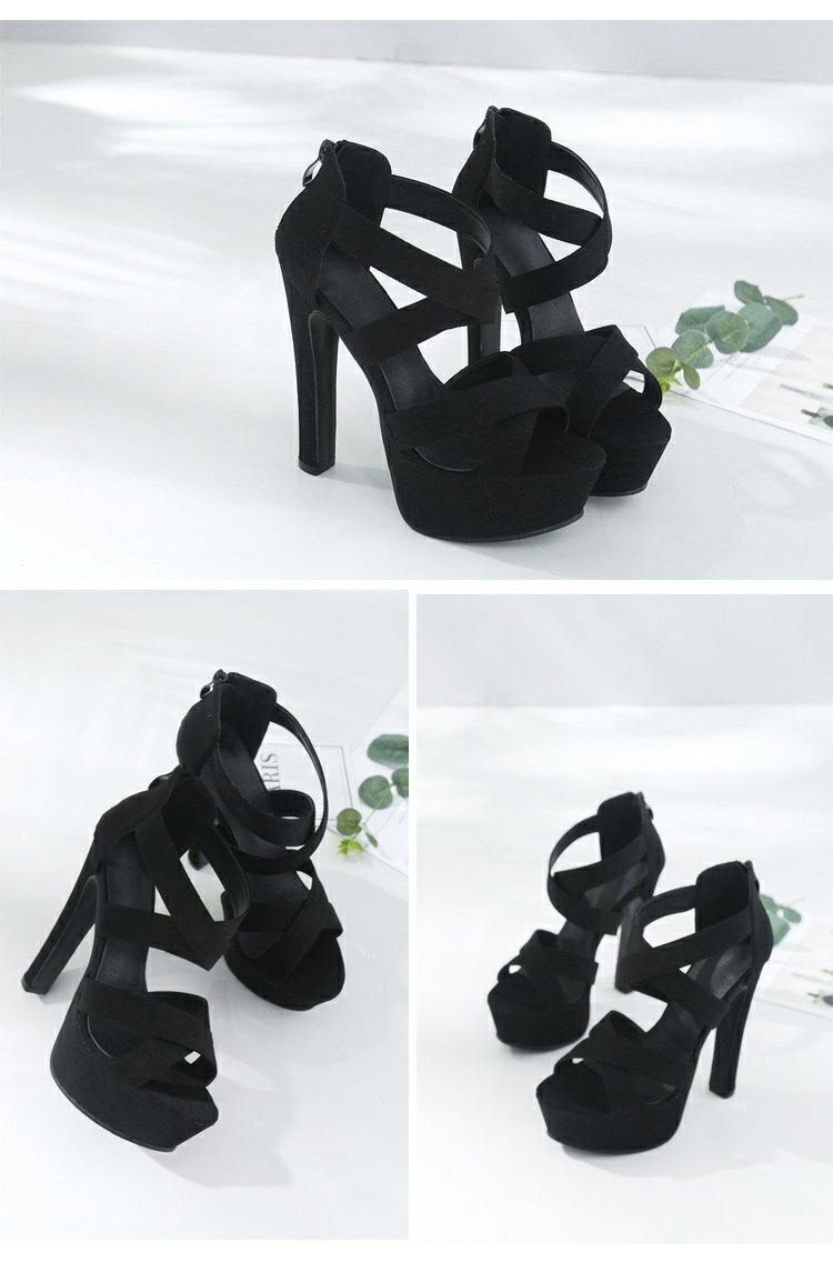 Mùa hè 2018 mới 14CM siêu cao gót dày với dép quai ngang ghét bầu trời cao catwalk gợi cảm đôi giày nữ giày vascara