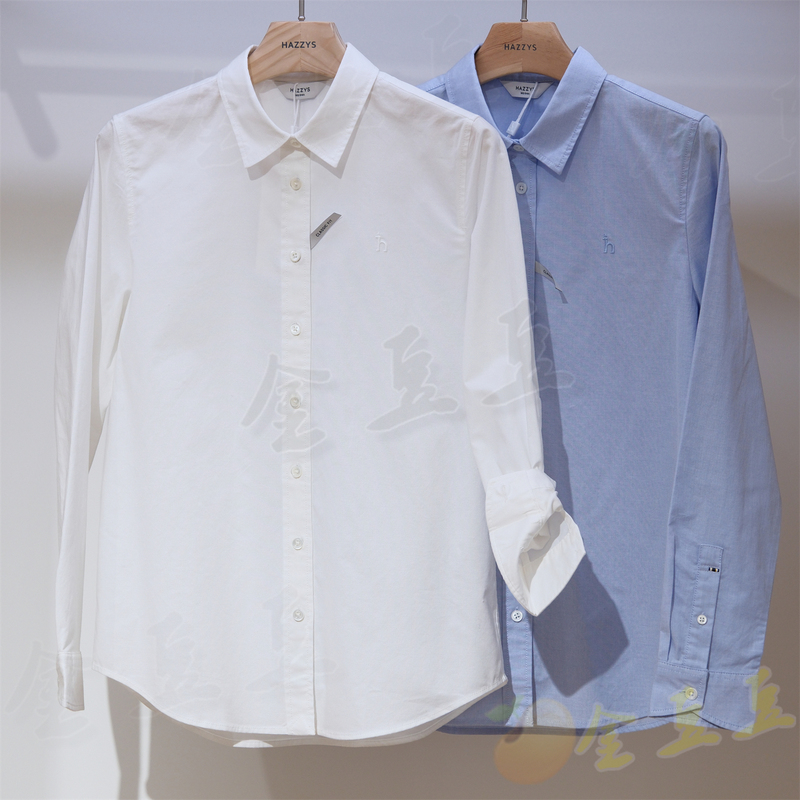 Hazzys 2026 Spring Women's Versatile Long-Sleeved Pure Color Shirt Casual Shirt Ascsk1Dak03
