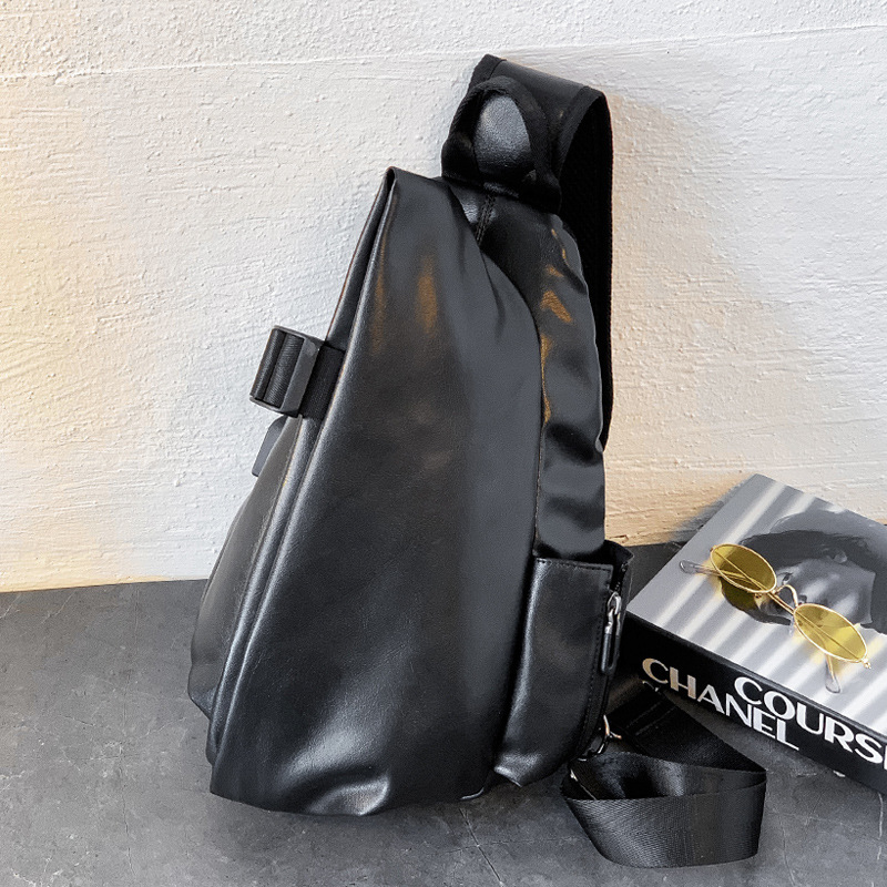 Hong Kong Leather Fashion New Chest Bag Personality Folding Shoulder Bag Large Capacity Outdoor Riding Backpack