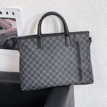 Hong Kong leather banner briefcase new trend male package simple laptop file package 2020