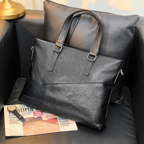 Hong Kong leather handbag male business single shoulder bag bag simple man bag with leisure briefcase