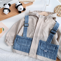Childrens clothing All cotton jacket Spring male and female baby Masculinity Windcoat Jacket Short children Caricher Spring Jacket Jacket