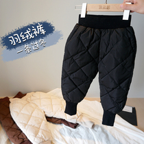 Childrens down pants for boys to wear baby thick warm white duck down boots pants female children thin winter PPS