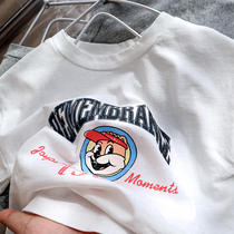 Three-three-sauce small bunk baby cartoon short sleeve white T-shirt autumn children foreign air summer dress male and female half sleeve blouse