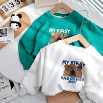 Childrens All Cotton Weater Spring autumn Ji 2022 New female baby Yangqi Spring Costume Boy Han Version Loose Blouse Tide