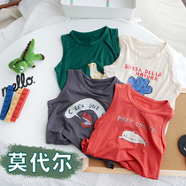 Childrens clothing Baby Modale vest Summer slim fit 1-3-year-old male and female face mask T-shirt sleeveless child summer load