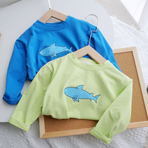 Childrens autumn clothes boy cartoon long sleeve T-shirt with undershirt baby foreign air compassionate 1-3-year-old childrens autumn clothes blouses