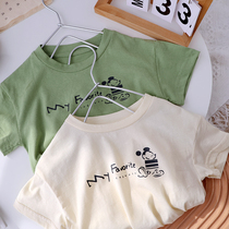 Baby ins short sleeves T-shirt Summer thin male and female full cotton half sleeve summer clothing Baby Han version blouse child clothing