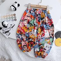 Baby Cute Anti-mosquito Pants Summer Thin for men and women Childrens cotton lamp Caged pants Baby foreign air cotton silk Conditioning Pants