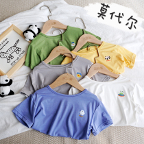 Children modal short sleeve T-shirt summer thin men and women Baby foreign style half sleeve summer baby cartoon mask T tide
