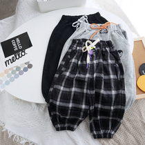Childrens autumn clothing Pants Male baby Plaid Trousers Girls Children Casual Pants Kindergarten Loose Sports Pants Children Clothing