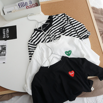 Baby Striped long sleeve T-shirt Spring and autumn Childrens Ocean Gas Bottoms Shirts for men and women Han prints Compassionate Autumn Clothing