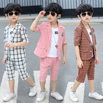 Boy suit suit three-piece set 2021 new summer 10-year-old boy summer handsome middle school boy summer Foreign