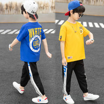 Boy Cool handsome summer clothing suit 2022 new wave handsome chic children Summer short sleeve net Red fried street Two sets