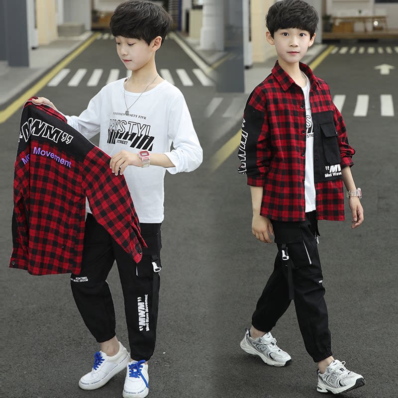 Children's clothing 2022 new boys' trend suits children's autumn clothes middle-aged children's Korean version three-piece spring and autumn clothes handsome and trendy