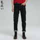 oniarai ghost wash 21 spring new mud stick blue fight cock embroidered straight jeans trousers men's 21N7401