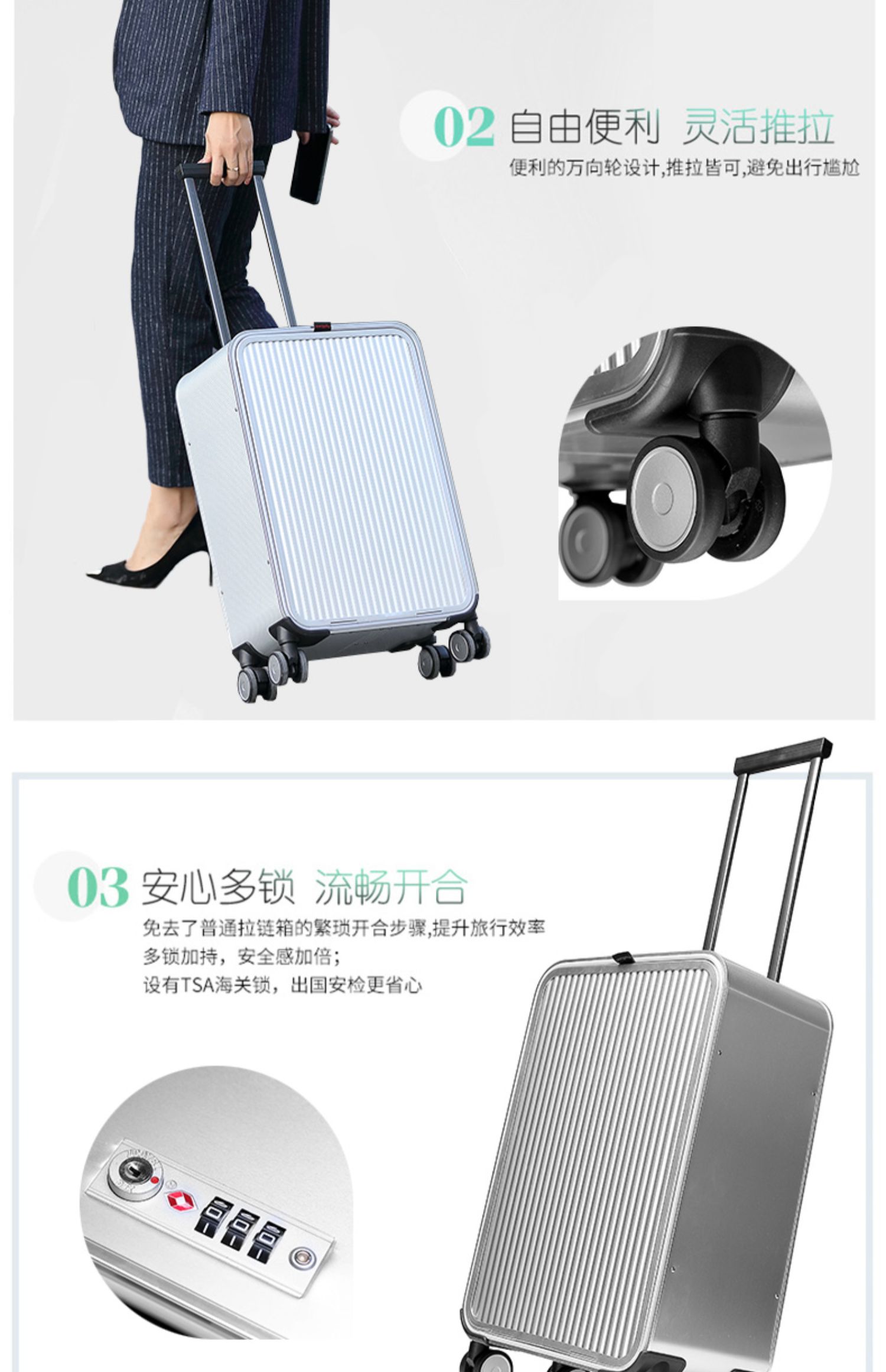 Hợp kim nhôm-magiê vali nữ màu đen khung nhôm nội trú phổ biến xe đẩy trường hợp 20 inch mật khẩu hộp vali nam - Va li vali 2 bánh