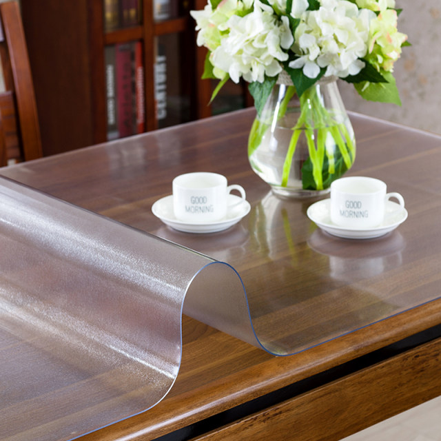 Transparent table mat soft pvc glass tablecloth waterproof and oil-proof no-wash anti-scald coffee table mat table mat crystal plate