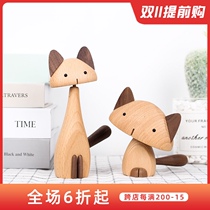 Van Han wooden cute home decorations creative ornaments birthday gifts kitten bedroom desktop accessories dolls
