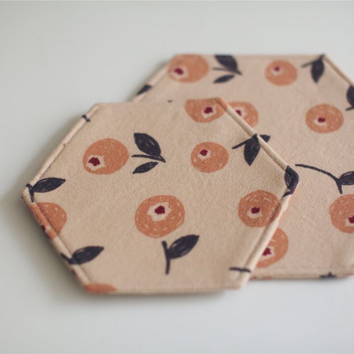 Tea orange┊Natural time┊Japanese zakka grinded cotton hexagonal pot pad original hand