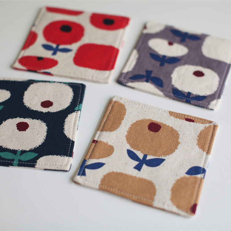 Apple Flower┊Natural Time┊Japanese Imported thick cotton cloth 10cm cup cup cup cup Tea mat original hand