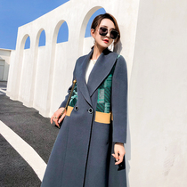 Double-sided cashmere coat womens spring 2021 new cape type loose medium and long color matching wool coat