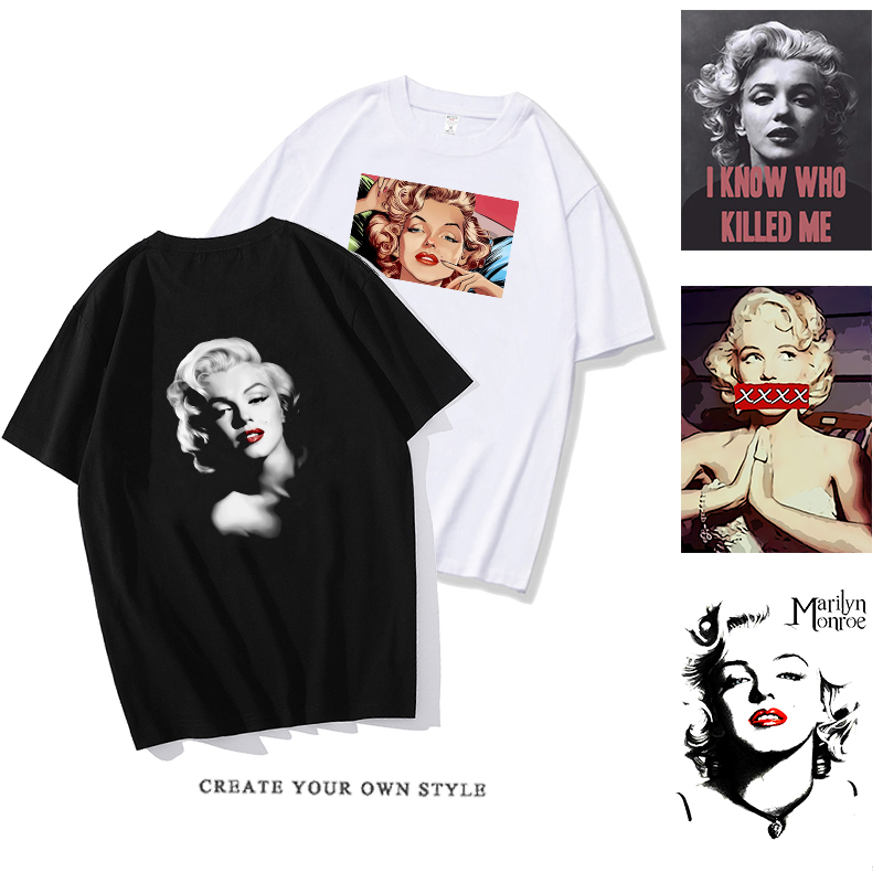 Marilyn Monroe T-Shirt for Men, European and American Style, Sexy Goddess, Short-Sleeved, Trendy Streetwear, Retro Hip-Hop, Trendy Printed Clothing