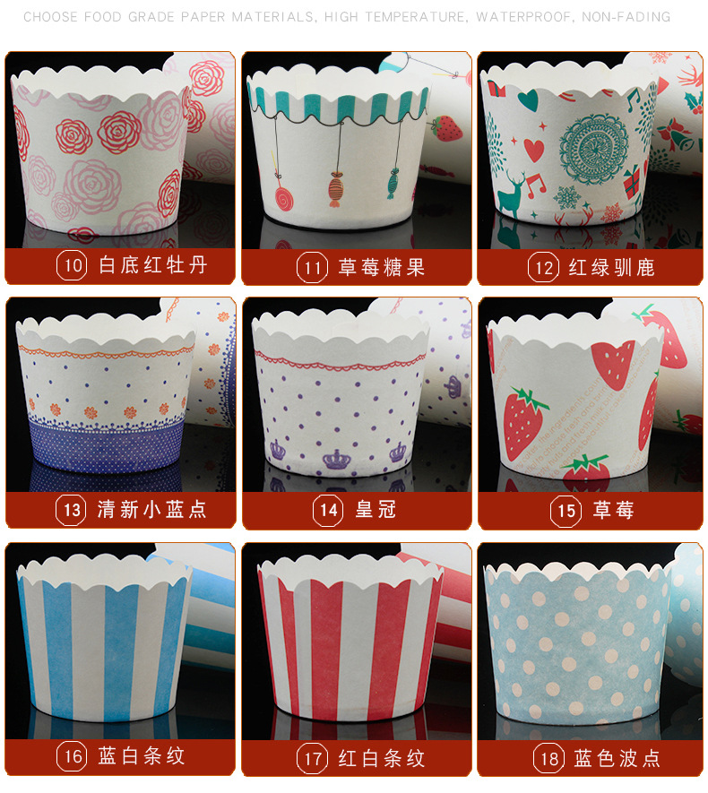 Cupcake giấy cốc vừa bánh nhỏ cốc muffin cốc nhiệt độ cao nướng hộ gia đình khuôn bánh 50 - Tự làm khuôn nướng khuôn bánh nhúng