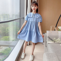 Girl Clothes Summer Academy Wind Cowboy Dress 2022 new Han Fan CUHK Scout little girls thin dresses