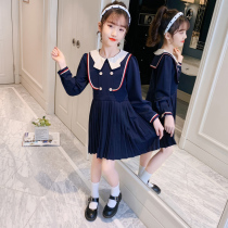 Girls dress early autumn college style dress 2021 spring and autumn dress new middle child girl foreign style princess skirt