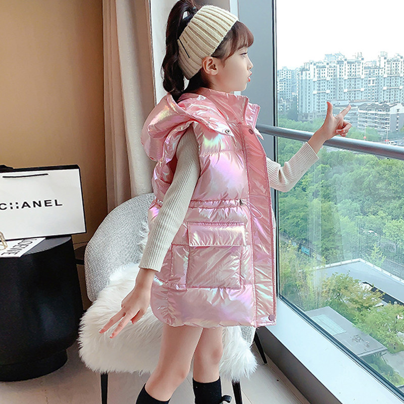 Girl Spring Autumn Winter Clothing Marclip Children's Down Cotton Horse Chia 2021 New CUHK Child Outwear Mid-Length Kampa Shoulder Jacket