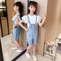 Girls clothing summer playful and lively two suits 2022 new Han Fan CUHK Boy short sleeve foreign air back with pants tide