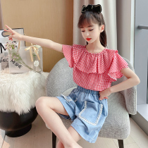 Girls Summer Network Red Fried Street Suit 2022 New Great Boy Children Girl Trendy Ocean Gas Denim Shorts Summer Dress