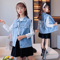Girl autumn childrens cowboy vest 2021 spring and autumn foreign style childrens waistcoat