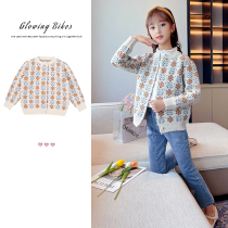 Girls Autumn Childrens Thin Sweater Jacket 2021 Spring and Autumn New Tong Shirt Kids Cardigan