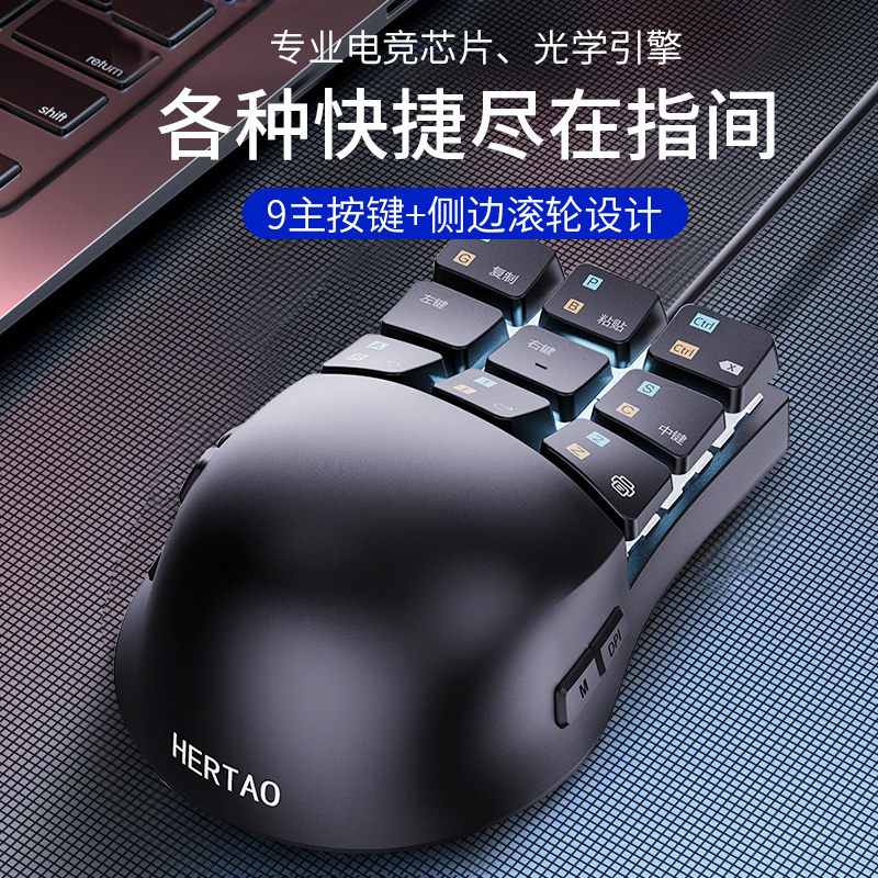 Hertao Multi-Key Hardware Macro One-Handed Laptop Mechanical Keyboard Office Competitive Gaming Mouse and Keyboard