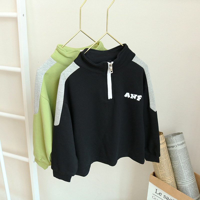 2020 boy laced upright collar sports long sleeves thick cotton T baby Korean version of the children's autumn clothes blouses child tide