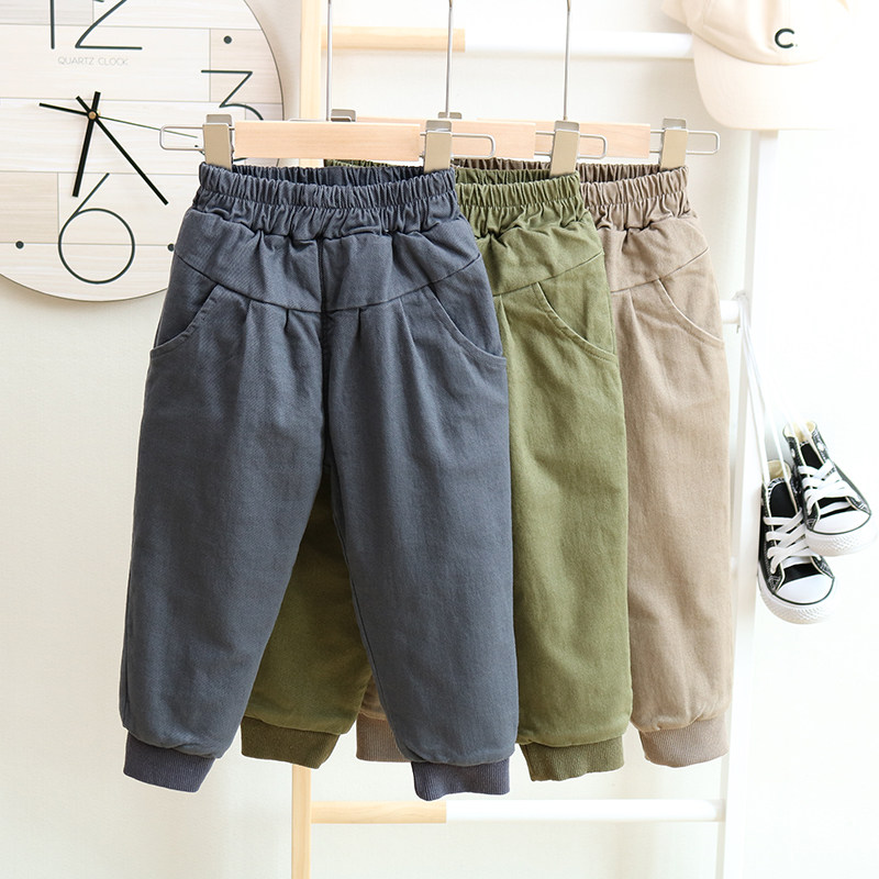 Children's hair clamp trousers winter girls three layers thicker cotton pants wearing baby cotton children a winter