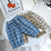 (Ocean Gas Plaid Pants) Children Pants Summer Thin boy Seven Pants Summer Clothing 100 Hitch Girl Shorts Outwear