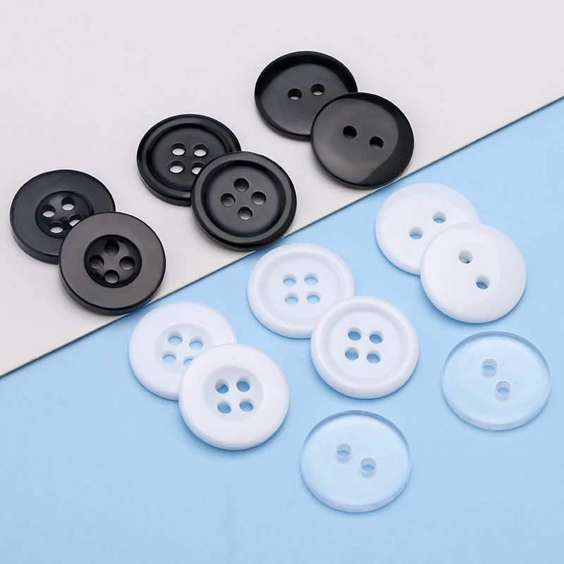 Black and White Four-Hole Plastic Buttons for Men's and Women's Shirts, High-End Coat and Suit Jacket Buttons, Shirt Cuff Decorative Buttons