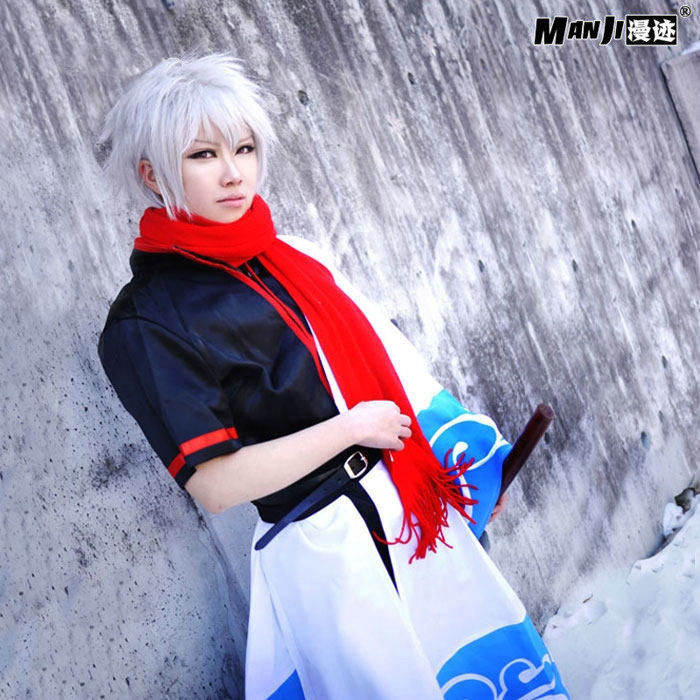 银魂坂田银时cos 银桑 阿银衣服假发鞋子洞爷湖刀动漫COSPLAY服装