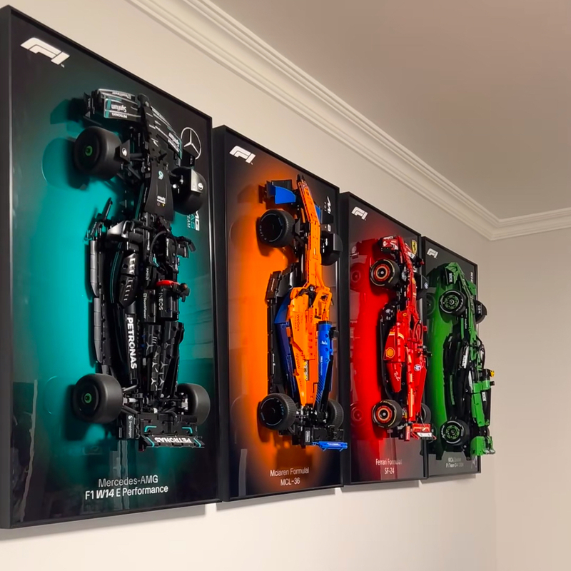 Compatible with Mercedes-Benz Amg Formula Racing Car Wall Display Frame, Ferrari Red Bull F1 Lego Wall Hanging Background Board