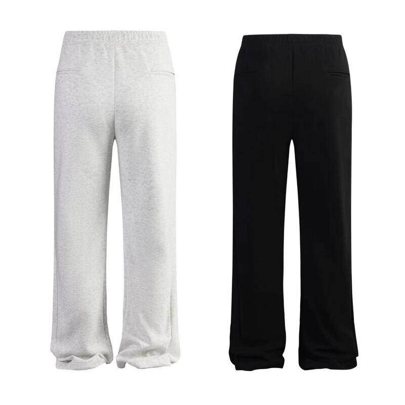 Play Trendy“ Scimitar Sweatpants” Autumn and Winter Side Cut Slightly Flared Snowflake Gray Stiff Versatile Sports Casual Loose Sweatpants for Men
