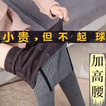 Leggings women wear high waist belly fat mm200 pounds autumn and winter large size plus velvet thickened one-piece pants warm cotton pants
